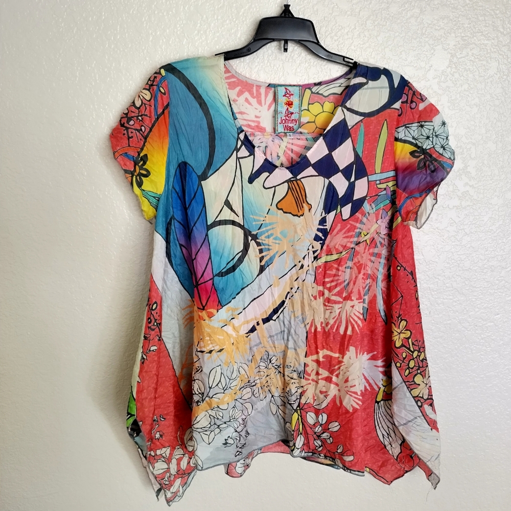 Johnny Was Silk Art To Wear Blouse Sz S